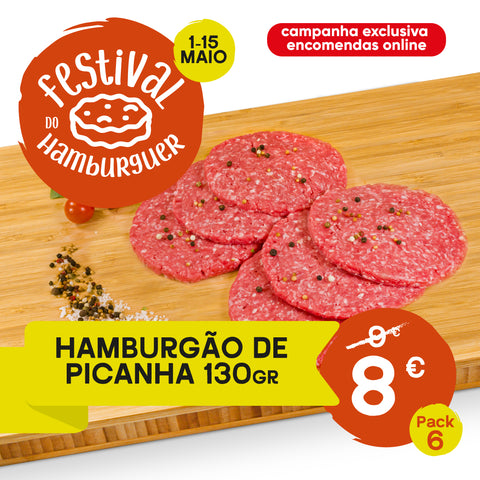 Hamburgão de Picanha - PACK 6 (1 und. aprox. 130g) - CASA DAS CARNES