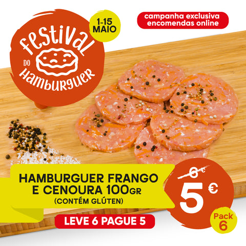 Hambúrguer Frango e Cenoura - LEVE 6 PAGUE 5  (1 und. aprox. 100g) - CASA DAS CARNES