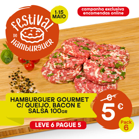 Hambúrguer Gourmet c/ Queijo, Bacon e Salsa - LEVE 6 PAGUE 5 (1 und. aprox. 100g) - CASA DAS CARNES