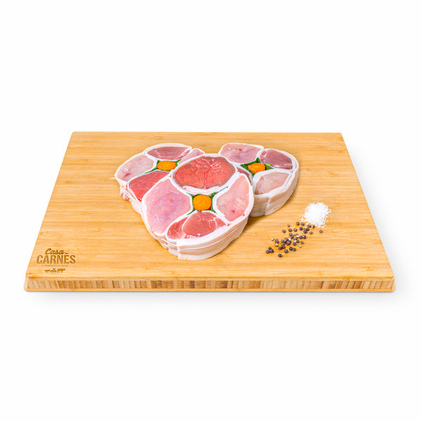 4 Estações - vitela, porco, frango, peru enrolado em toucinho porco pretoc/cenoura e espinafres - 9.98/kg ( 1 und aprox.1,5 kg) - CASA DAS CARNES